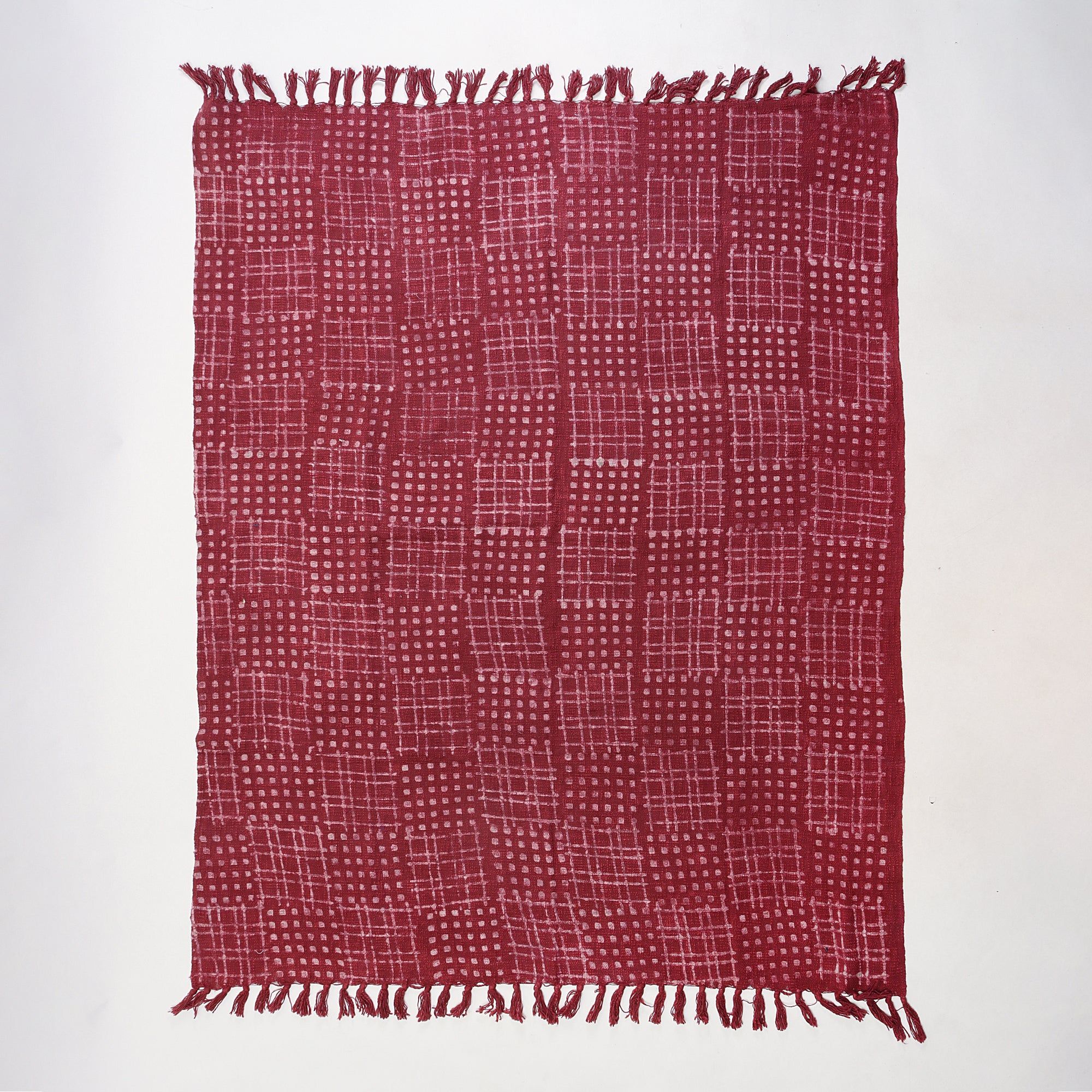 Premium Quality Maroon Soft Cotton Block Print Throw Blanket